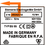 Beispielhaftes Typenschild